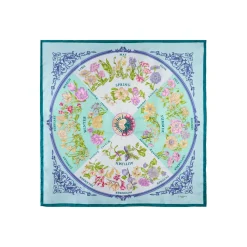FOULARD IN SETA 90 VERDE La ruota delle stagioni