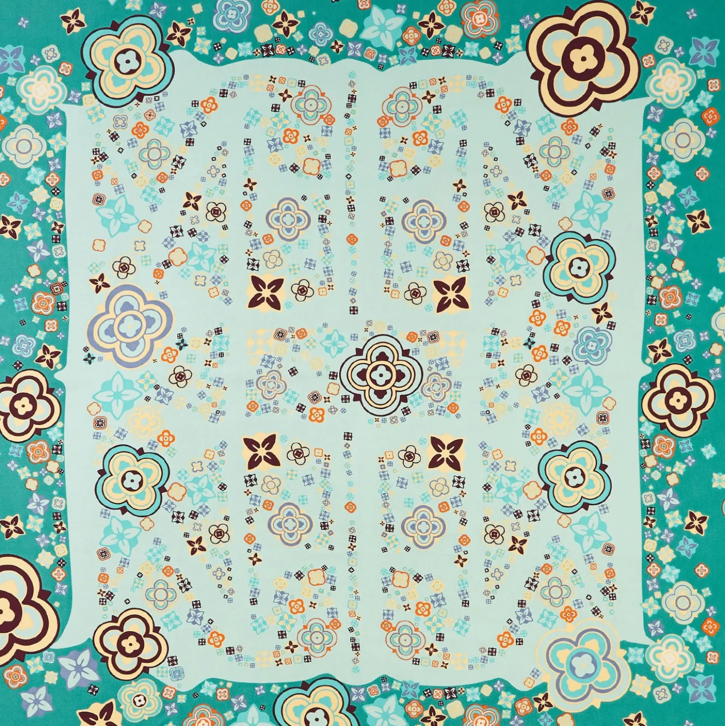 FOULARD IN SETA 90 VERDE World of archivio flowers 1961