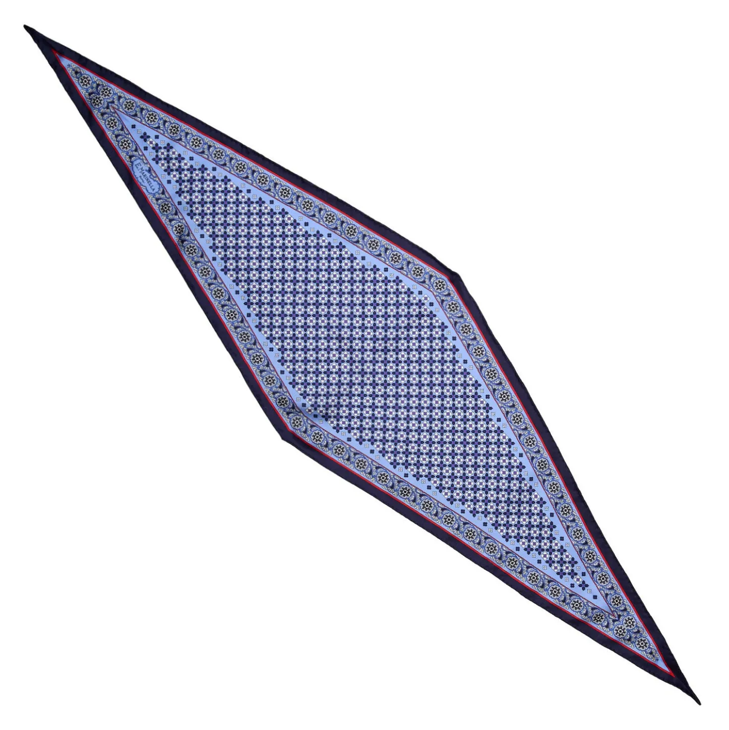 FOULARD ROMBO IN SETA AZZURRO Microfantasia fiore