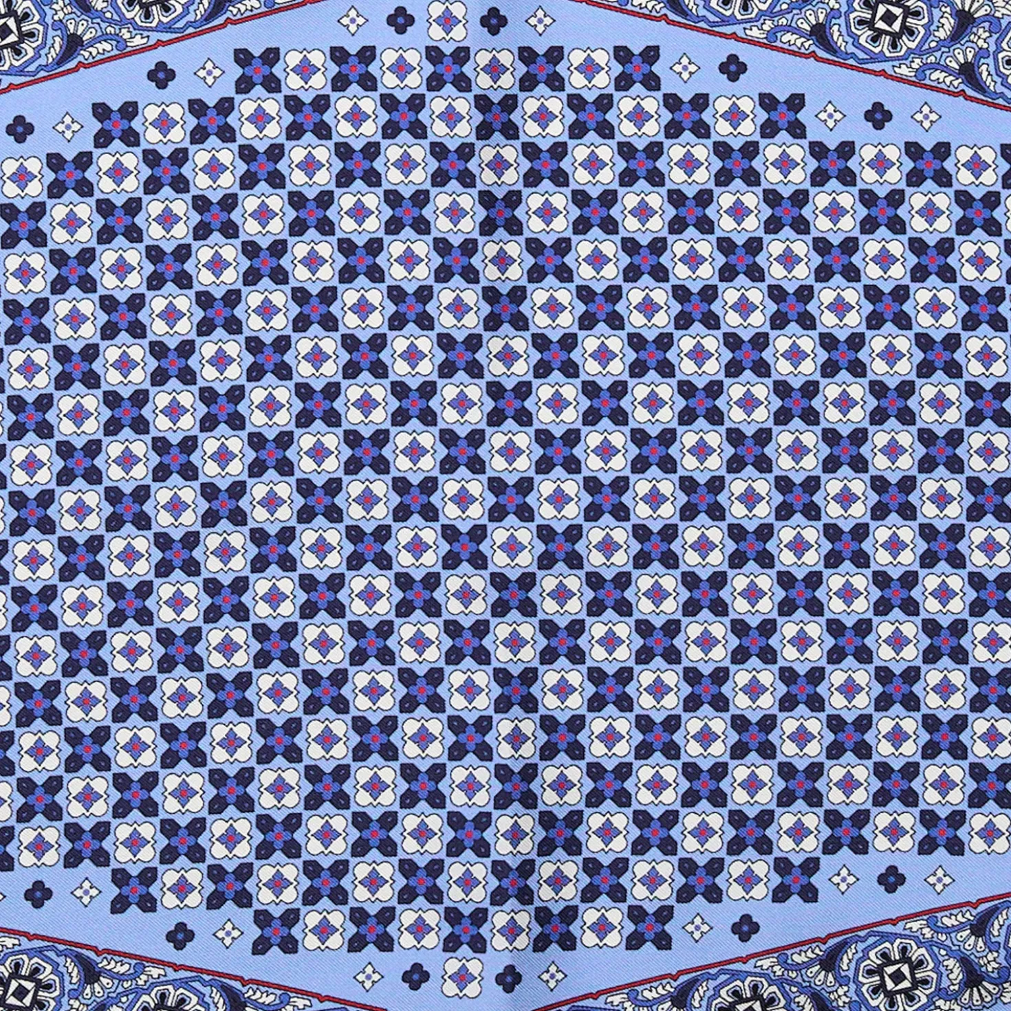 FOULARD ROMBO IN SETA AZZURRO Microfantasia fiore