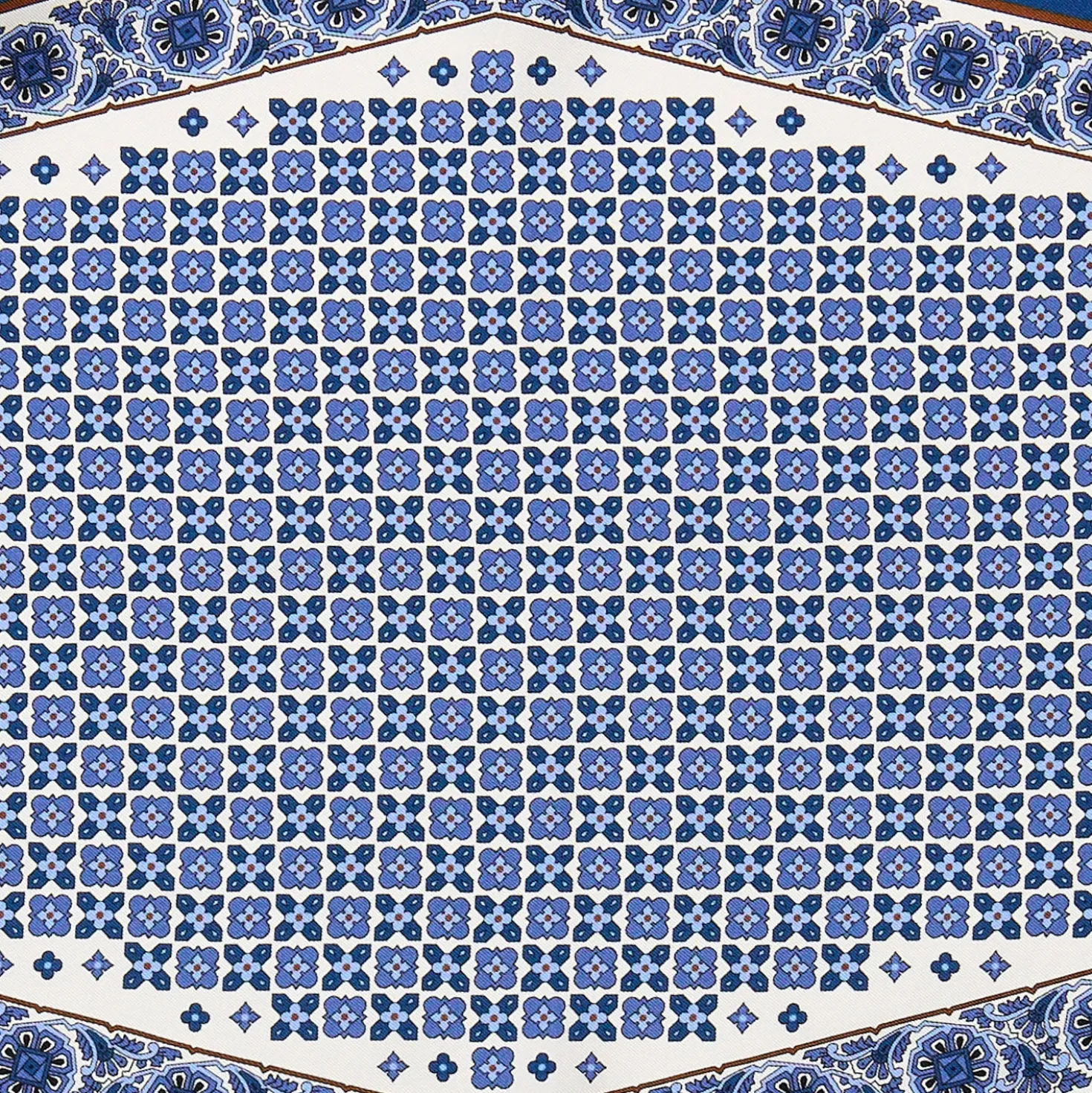 FOULARD ROMBO IN SETA BIANCO Microfantasia fiore