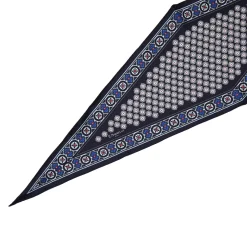 FOULARD ROMBO IN SETA BLU SCURO Microfantasia fiore