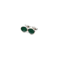 GEMELLI DA POLSO IN ARGENTO VERDECon microfantasia fiore