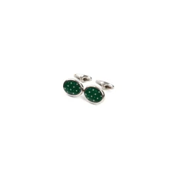 GEMELLI DA POLSO IN ARGENTO VERDE Con microfantasia fiore