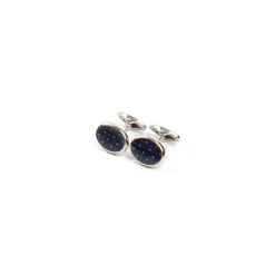 GEMELLI DA POLSO IN ARGENTO BLUCon microfantasia fiore