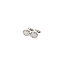 GEMELLI DA POLSO IN ARGENTO BIANCO Con microfantasia fiore
