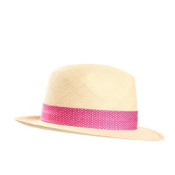 PANAMA MODELLO FEDERICO CON CINTA IN SETA FUCSIA, 56 CM E. marinella x borsalino