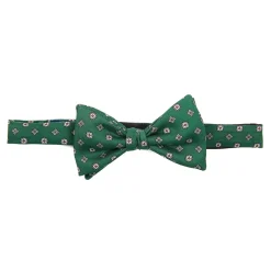 PAPILLON ANNODATO IN SETA VERDE SCURO Microfantasia fiore