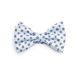 PAPILLON ANNODATO IN SETA AZZURRO Microfantasia geometrica