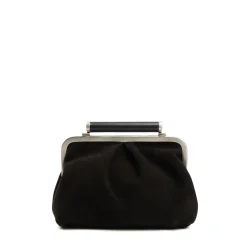 PARTY CLUTCH NERA In camoscio e pelle