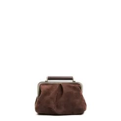 PARTY CLUTCH TESTA MORO In camoscio e pelle