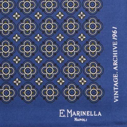 POCHETTE DA TASCHINO IN SETA STAMPATA A MANO BLU Fantasia archivio 1961