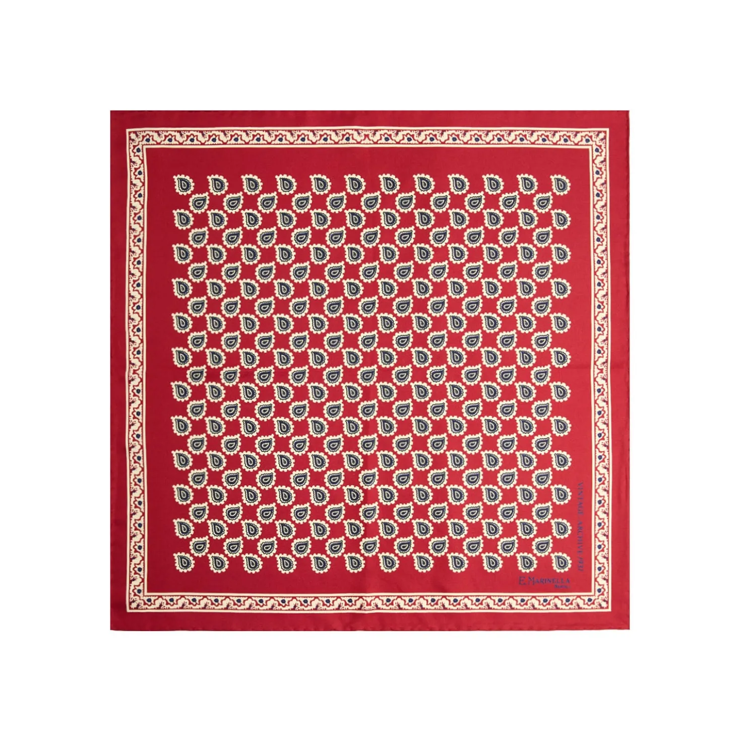 POCHETTE DA TASCHINO IN SETA STAMPATA A MANO BORDEAUX Fantasia archivio 1931