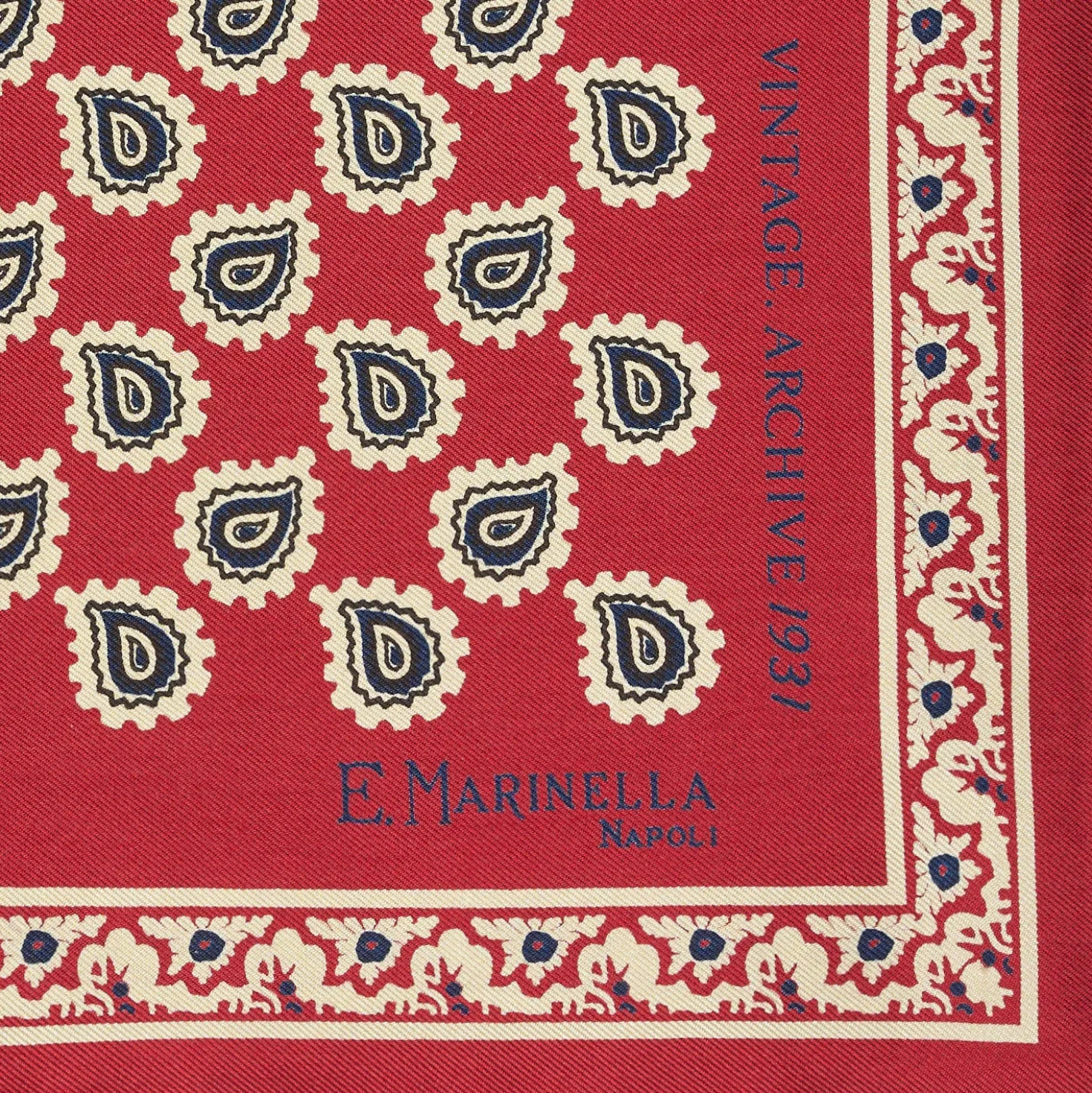 POCHETTE DA TASCHINO IN SETA STAMPATA A MANO BORDEAUX Fantasia archivio 1931