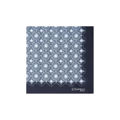 POCHETTE DA TASCHINO IN SETA STAMPATA A MANO BLU SCURO Macrofantasia fiore