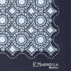 POCHETTE DA TASCHINO IN SETA STAMPATA A MANO BLU SCURO Macrofantasia fiore