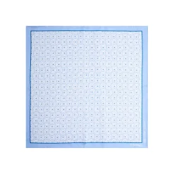 POCHETTE DA TASCHINO IN SETA STAMPATA A MANO AZZURRA Fantasia archivio 1968