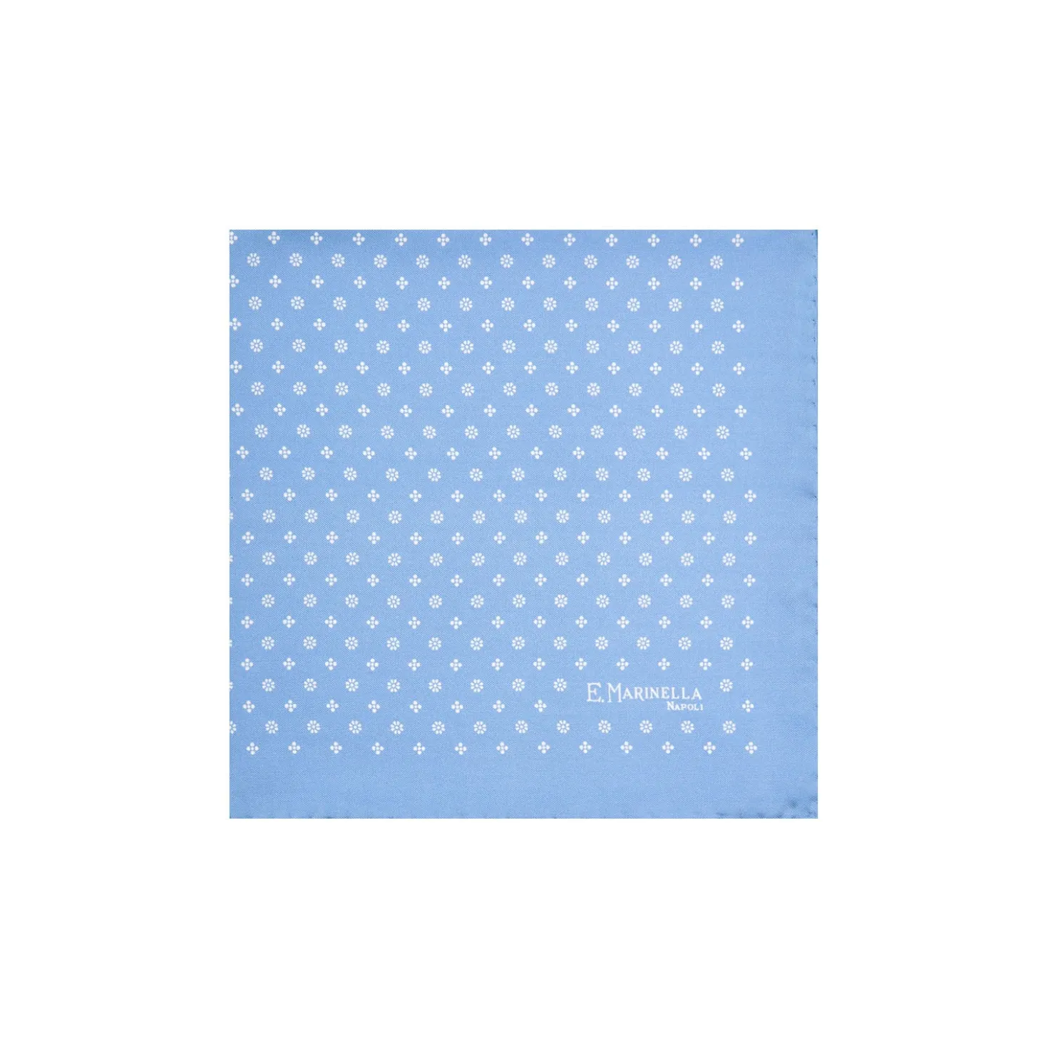 POCHETTE DA TASCHINO IN SETA STAMPATA A MANO AZZURRA Microfantasia fiore