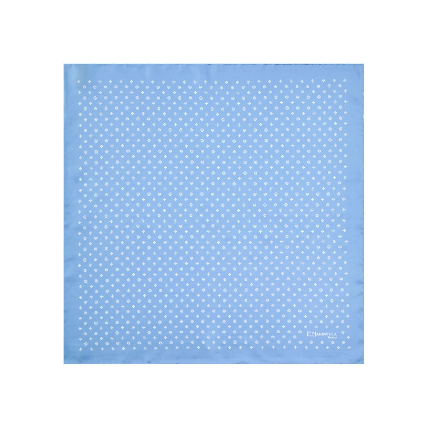 POCHETTE DA TASCHINO IN SETA STAMPATA A MANO AZZURRA Microfantasia fiore