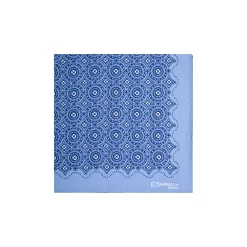 POCHETTE DA TASCHINO IN SETA STAMPATA A MANO AZZURRA Macrofantasia fiore