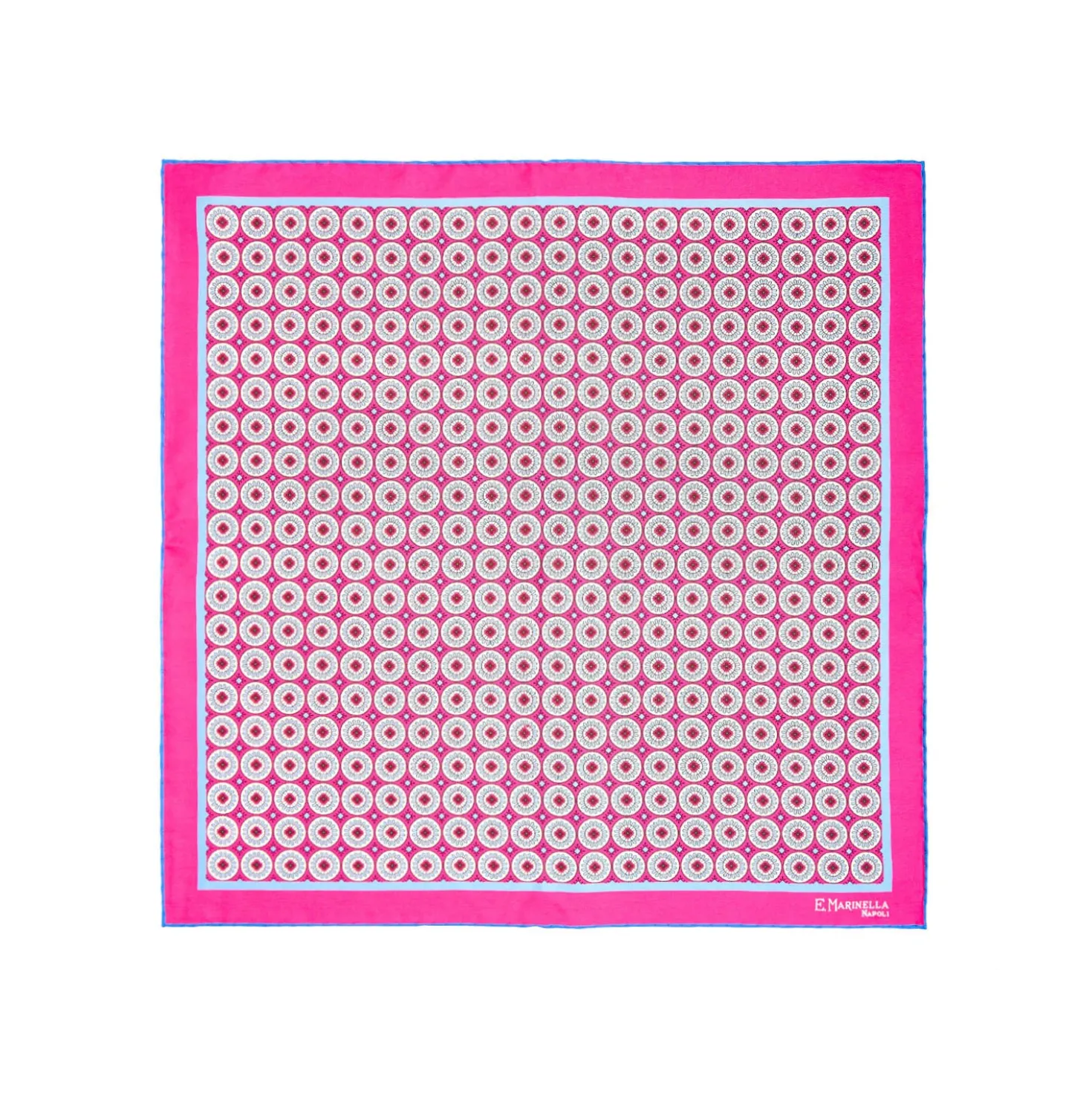 POCHETTE DA TASCHINO IN SETA STAMPATA A MANO FUCSIA Macrofantasia fiore
