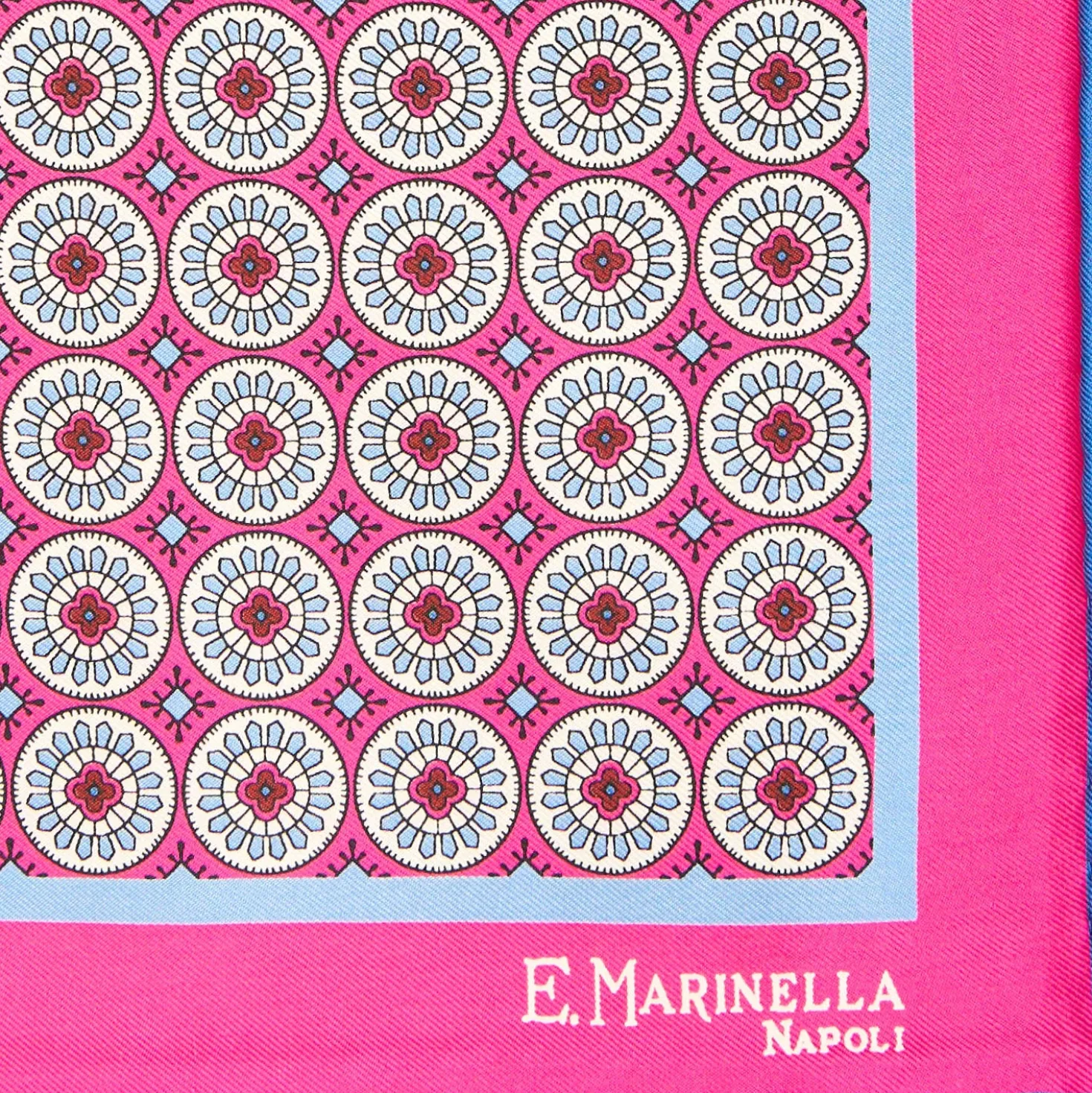 POCHETTE DA TASCHINO IN SETA STAMPATA A MANO FUCSIA Macrofantasia fiore