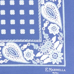 POCHETTE DA TASCHINO IN SETA STAMPATA A MANO AZZURRA Microfantasia fiore