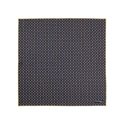 POCHETTE DA TASCHINO IN SETA STAMPATA A MANO BLU SCURO Microfantasia fiore