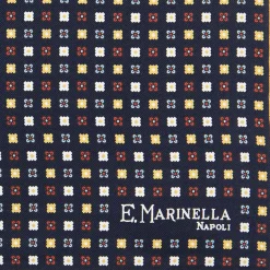 POCHETTE DA TASCHINO IN SETA STAMPATA A MANO BLU SCURO Microfantasia fiore