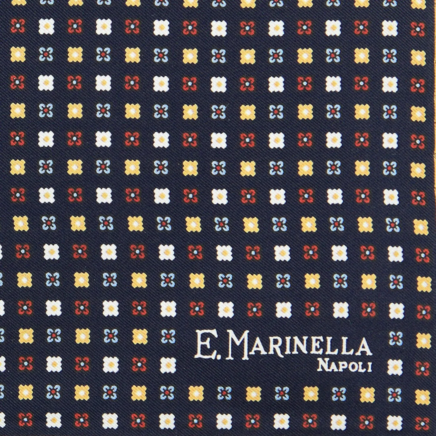 POCHETTE DA TASCHINO IN SETA STAMPATA A MANO BLU SCURO Microfantasia fiore