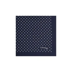 POCHETTE DA TASCHINO IN SETA STAMPATA A MANO BLU SCURO Microfantasia fiore