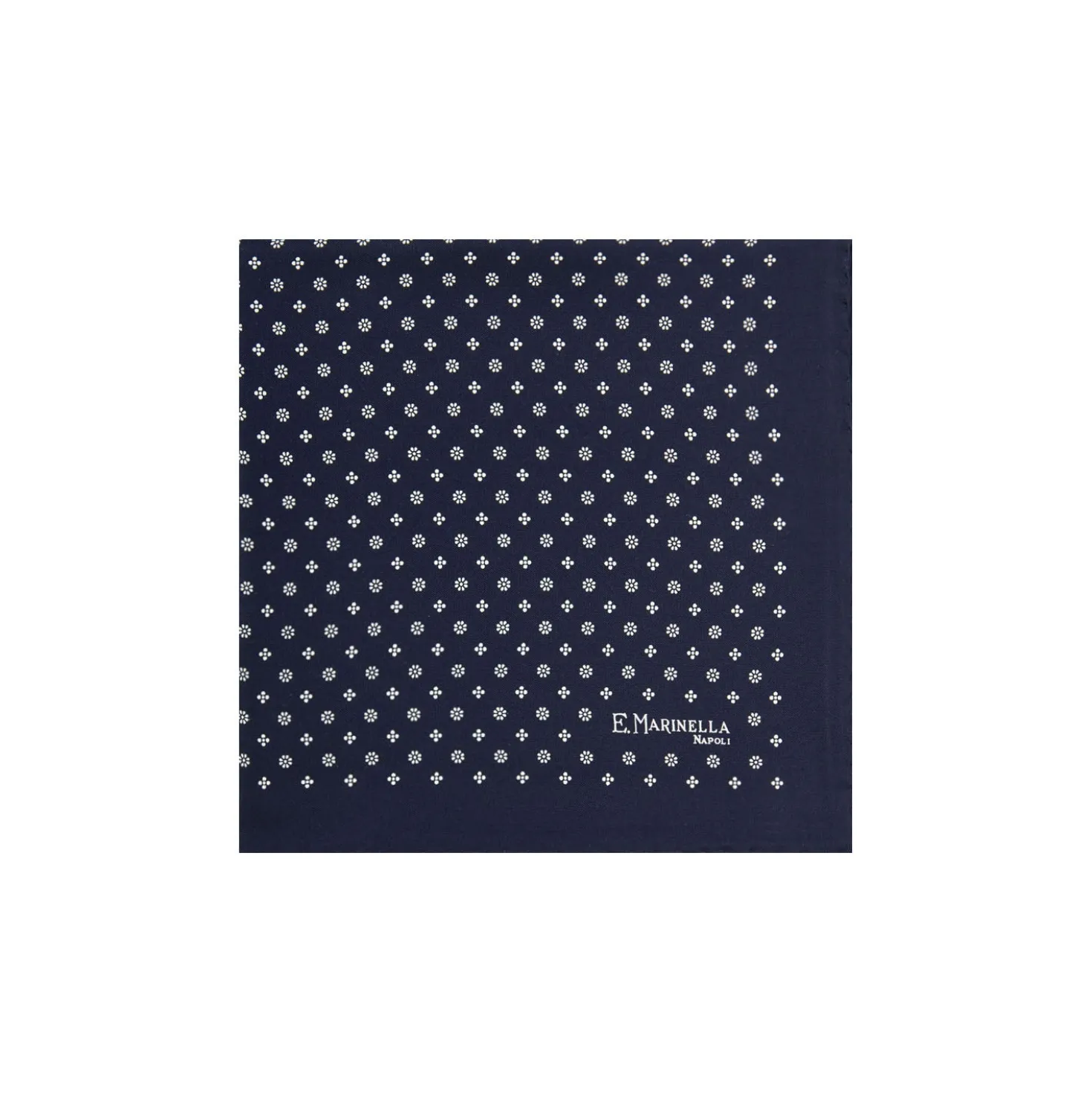 POCHETTE DA TASCHINO IN SETA STAMPATA A MANO BLU SCURO Microfantasia fiore