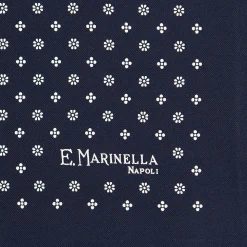 POCHETTE DA TASCHINO IN SETA STAMPATA A MANO BLU SCURO Microfantasia fiore