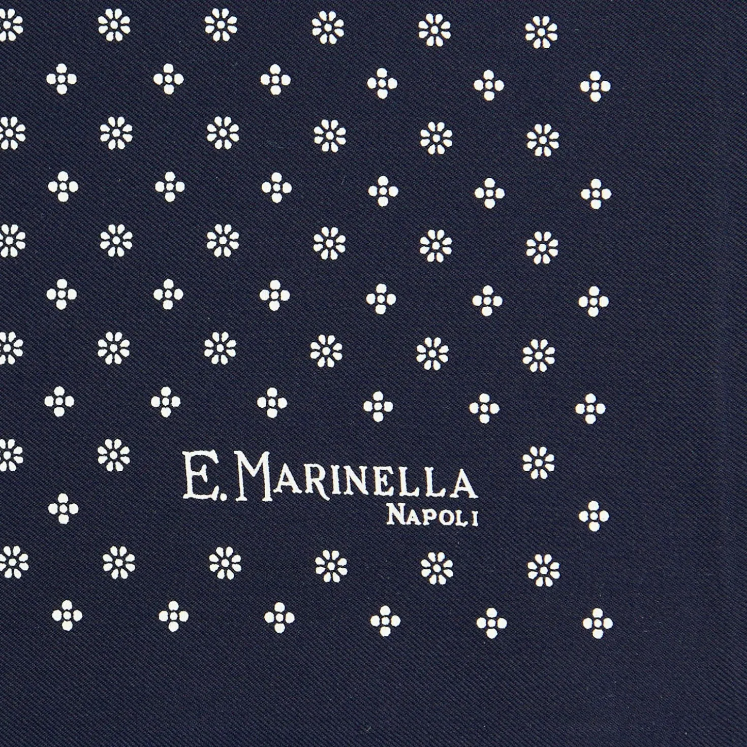 POCHETTE DA TASCHINO IN SETA STAMPATA A MANO BLU SCURO Microfantasia fiore