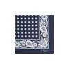 POCHETTE DA TASCHINO IN SETA STAMPATA A MANO BLU SCURO Microfantasia fiore