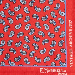 POCHETTE DA TASCHINO IN SETA STAMPATA A MANO ROSSO Fantasia archivio 1957