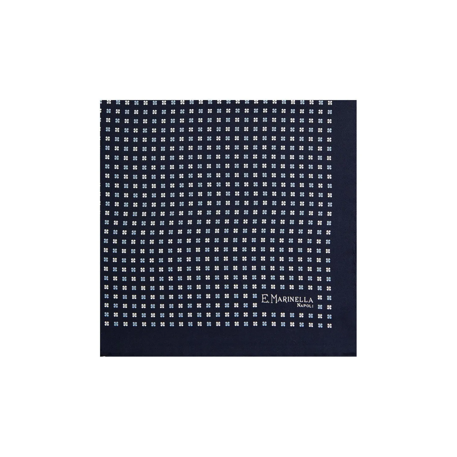 POCHETTE DA TASCHINO IN SETA STAMPATA A MANO BLU SCURO Microfantasia fiore