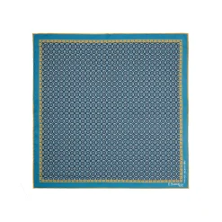 POCHETTE DA TASCHINO IN SETA STAMPATA A MANO BLU MEDIO Fantasia archivio 1971