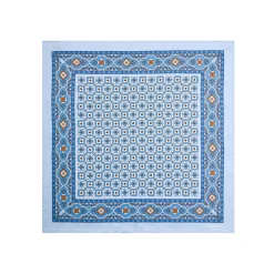 POCHETTE DA TASCHINO IN SETA STAMPATA A MANO AZZURRA Macrofantasia fiore