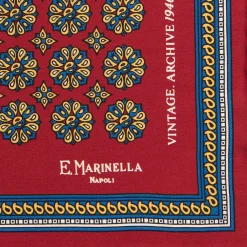 POCHETTE DA TASCHINO IN SETA STAMPATA A MANO BORDEAUX Fantasia archivio 1946