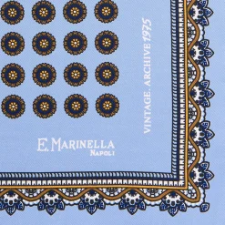 POCHETTE DA TASCHINO IN SETA STAMPATA A MANO AZZURRA Fantasia archivio 1975