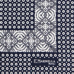 POCHETTE DA TASCHINO IN SETA STAMPATA A MANO BLU SCURO Microfantasia fiore