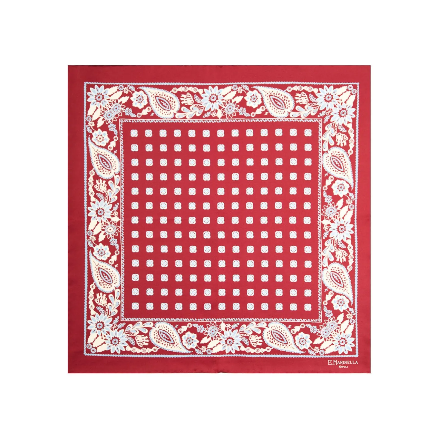 POCHETTE DA TASCHINO IN SETA STAMPATA A MANO BORDEAUX Macrofantasia fiore