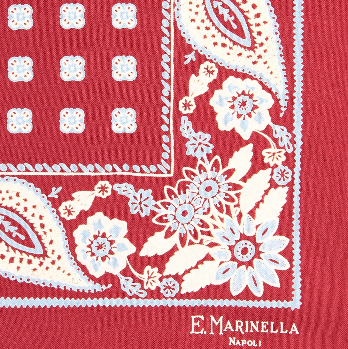 POCHETTE DA TASCHINO IN SETA STAMPATA A MANO BORDEAUX Macrofantasia fiore