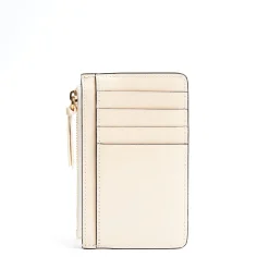 PORTA CARTE DI CREDITO BEIGE In pelle con zip