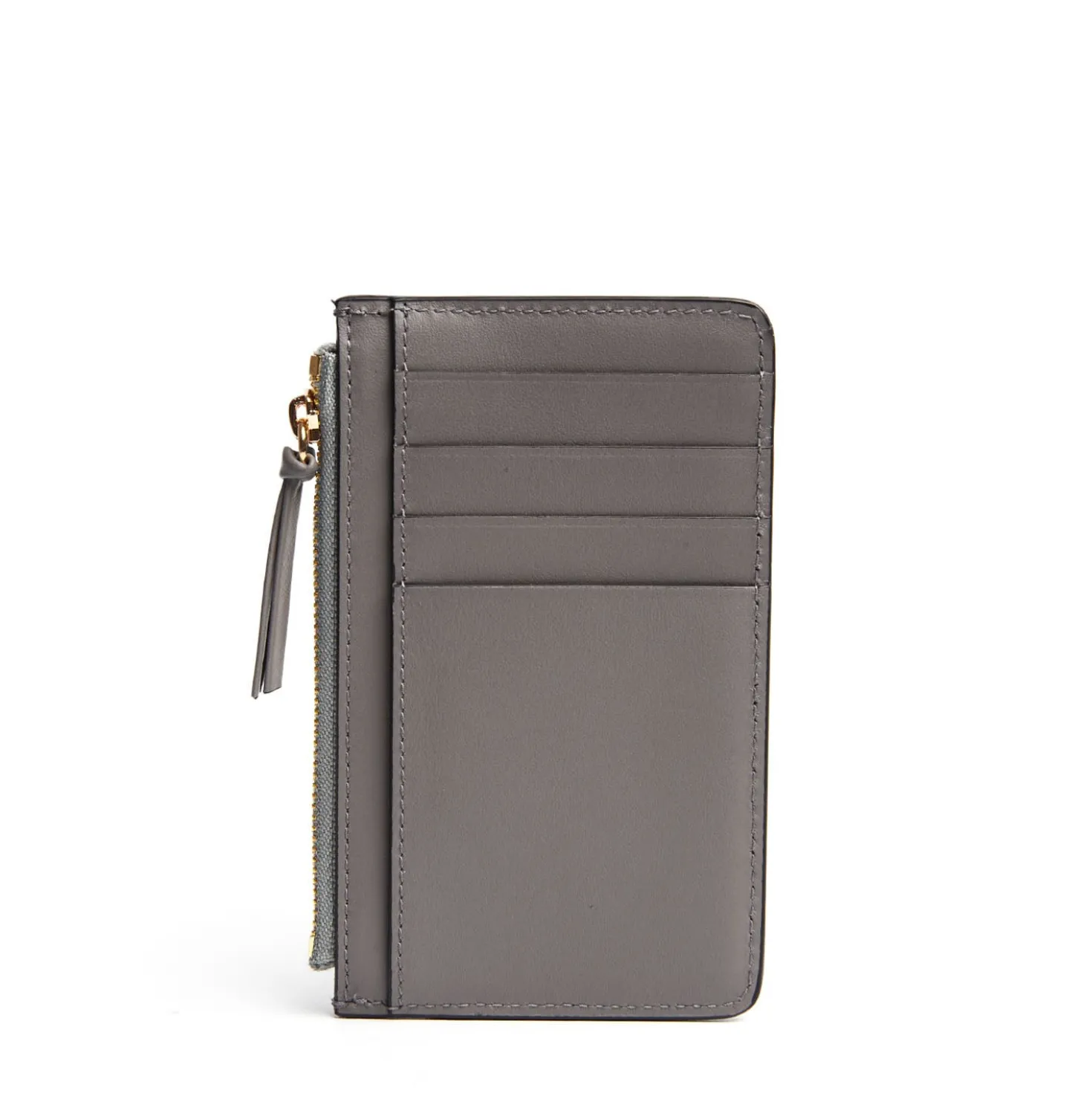 PORTA CARTE DI CREDITO GRIGIO In pelle con zip