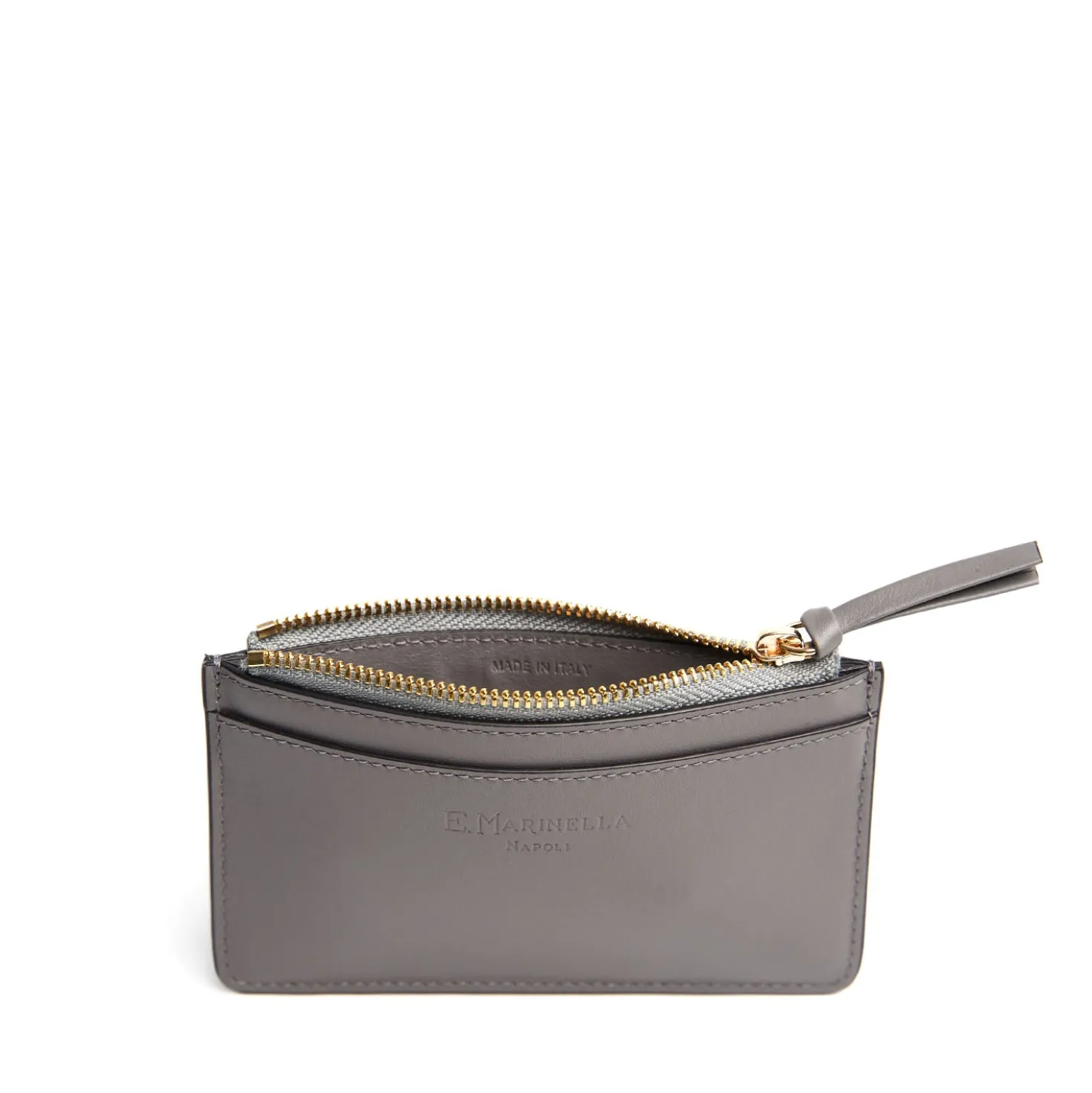 PORTA CARTE DI CREDITO GRIGIO In pelle con zip
