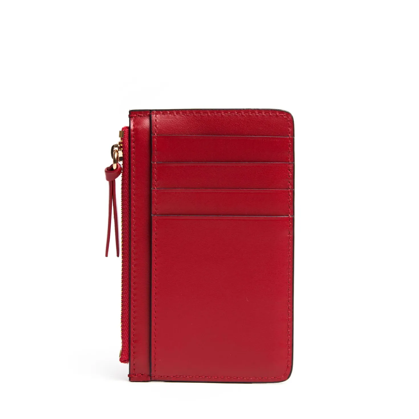 PORTA CARTE DI CREDITO ROSSO In pelle con zip