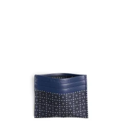PORTACARTE DI CREDITO SETA E PELLE BLU SCURO 5 scomparti