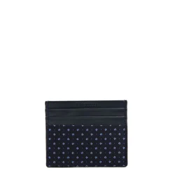PORTACARTE DI CREDITO SETA E PELLE BLU SCURO 5 scomparti